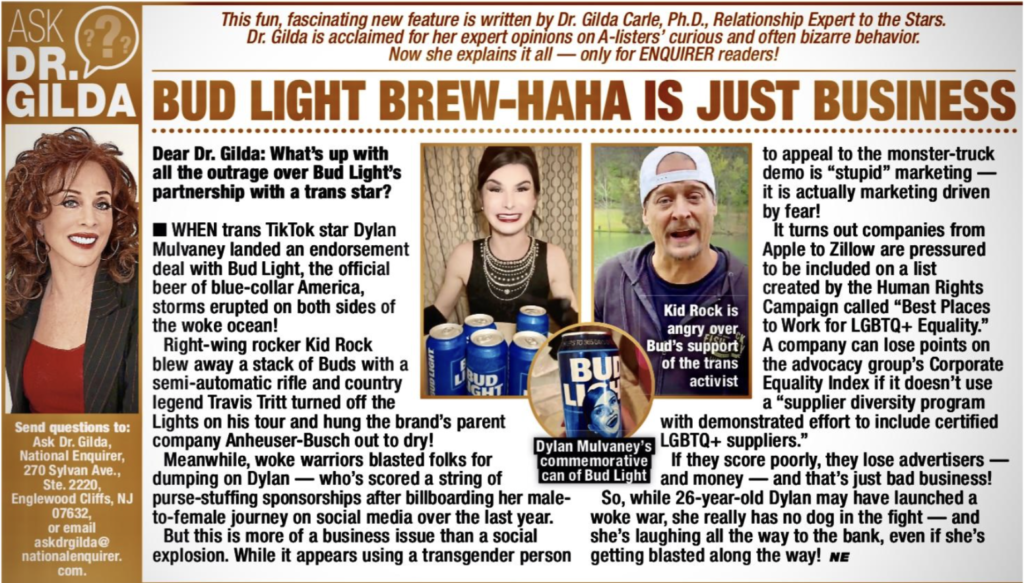 Bud Light Brew-Haha Is Just Business by Dr. Gilda Carle